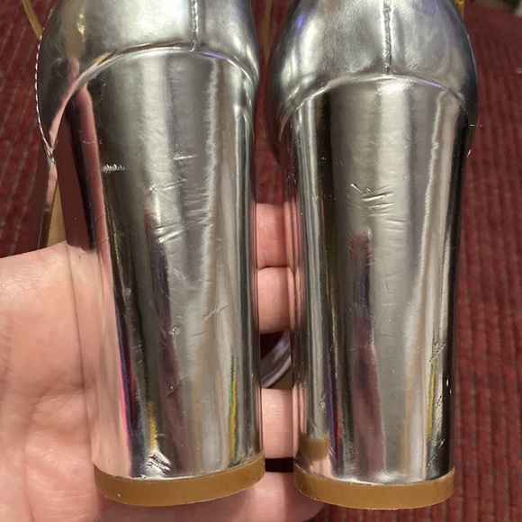 SAM‎ EDELMAN “YARO” SILVER BLOCK HEELS W/CLEAR STRAPS - Picture 9 of 15